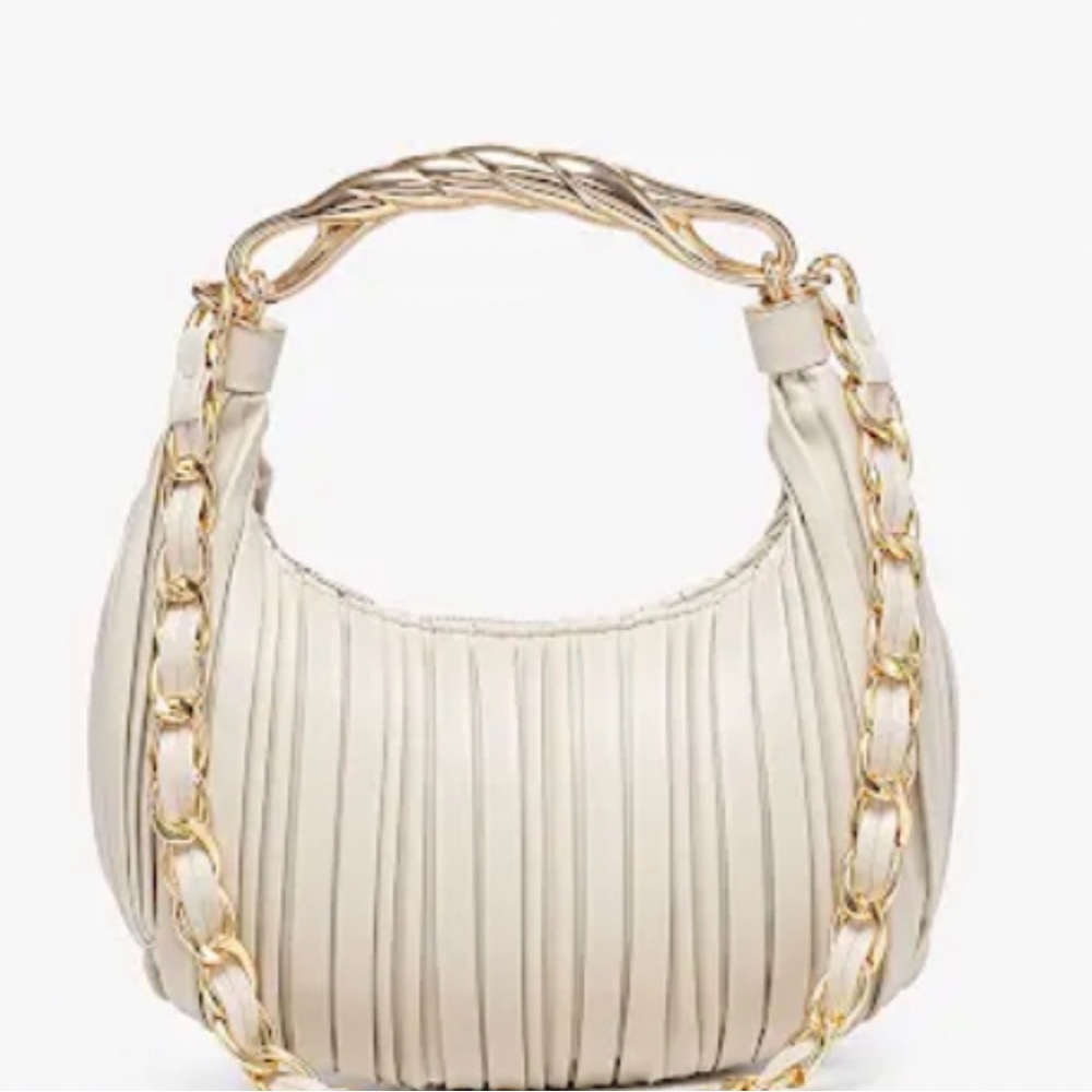 Elegant Cream Handbag with Gold Accents